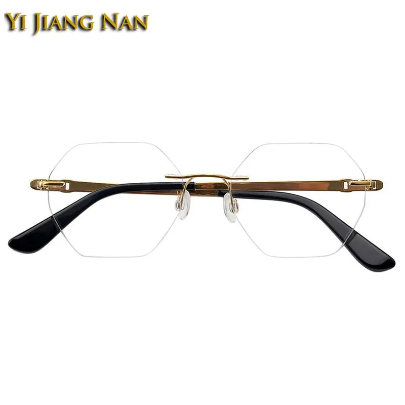Mode Sonnenbrillen Rahmen Frauen Hexagon Reinem Titan Optische Randlose Brillen Leichte Flexible Brillen Rahmen Männer 227Z