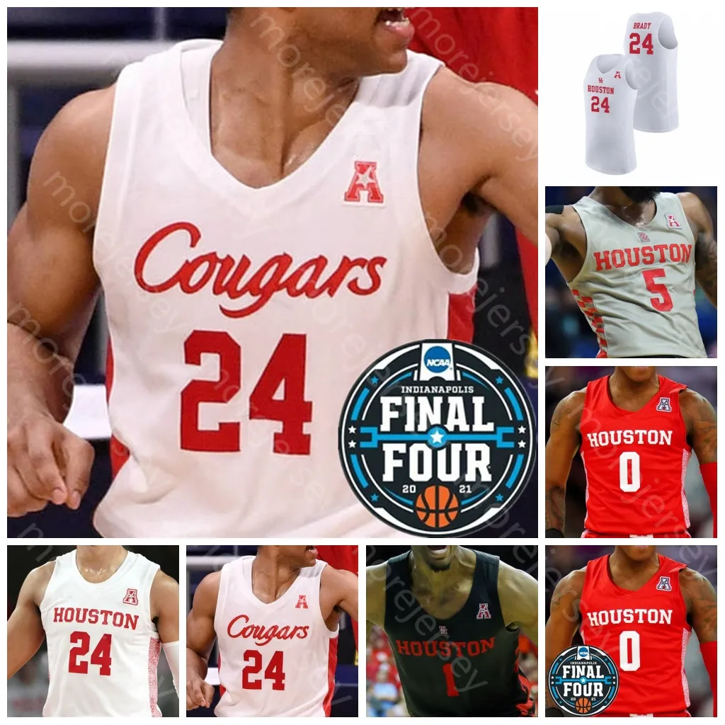 Maillot de basket-ball Final Four 4 Cougars, Ncaa College Caleb Mills White Jr. J'wan Roberts Reggie Chaney Kiyron Powell House, 2021