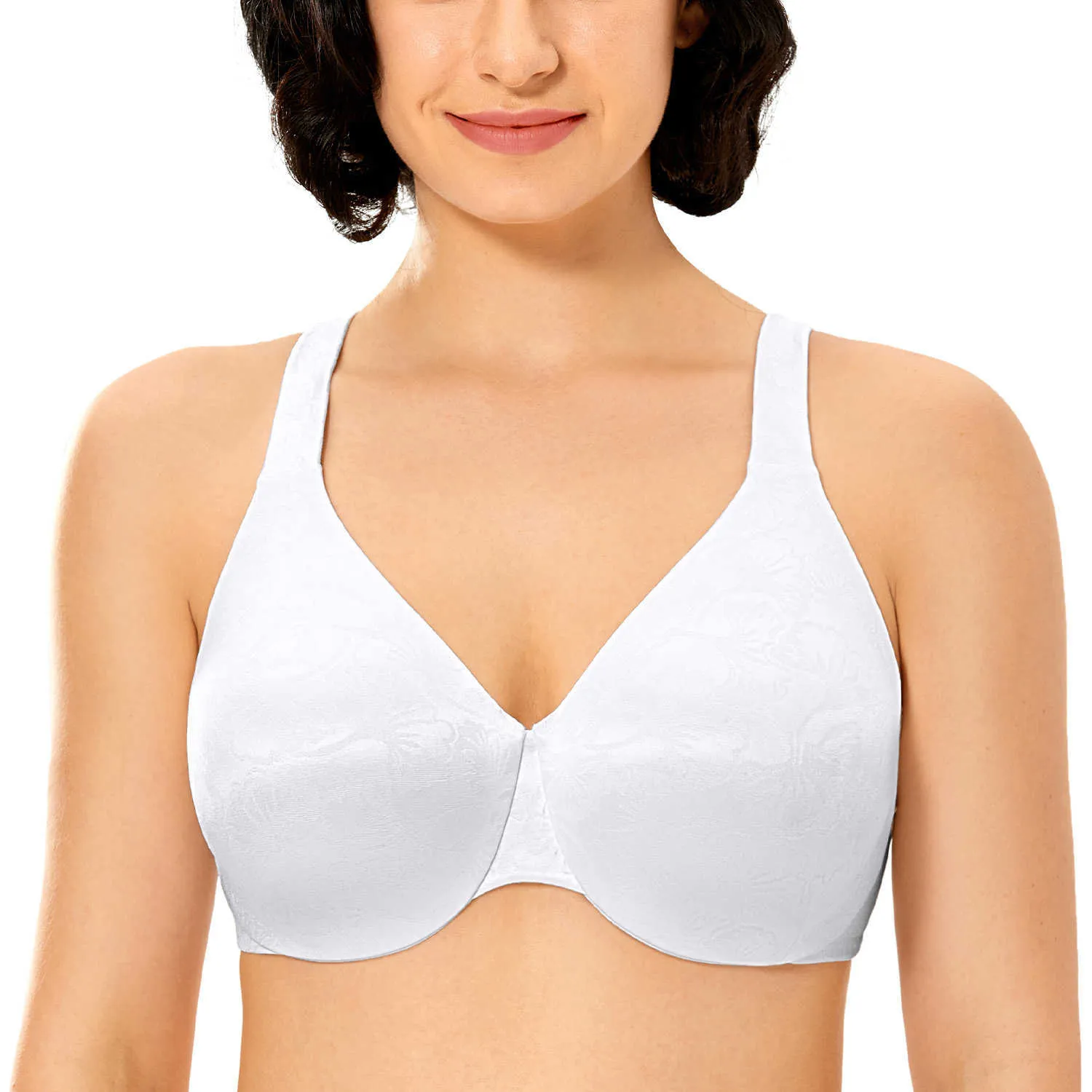 Kvinnors Blom Underwire Non-Padded Seamless Full Coverage Plus Size Minimizer Bra 210623