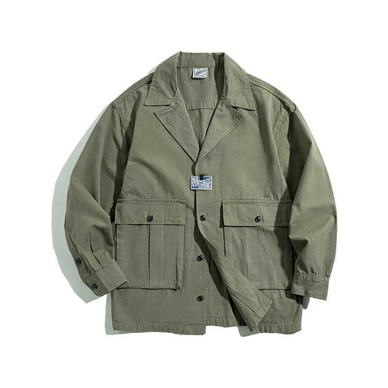 Vintage Army Green Oversized Denim mens jackets for Men