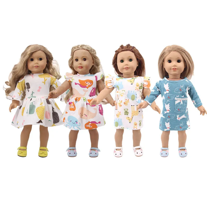 Einteiliger Sommerrock für 18 Zoll Amerika-Mädchen Unsere Generation Puppe Tuch Kleid Sommer Beach Party Urlaub Outfit