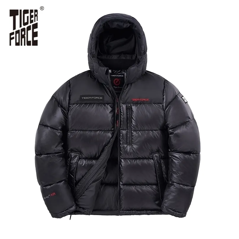 Tiger Force Men's Winter Jacket Capuz Casaco Casual Roupa Casual Quente Pocket Bolso Zipper Down Jackets Winter Parka Homens Marca 70793 211204