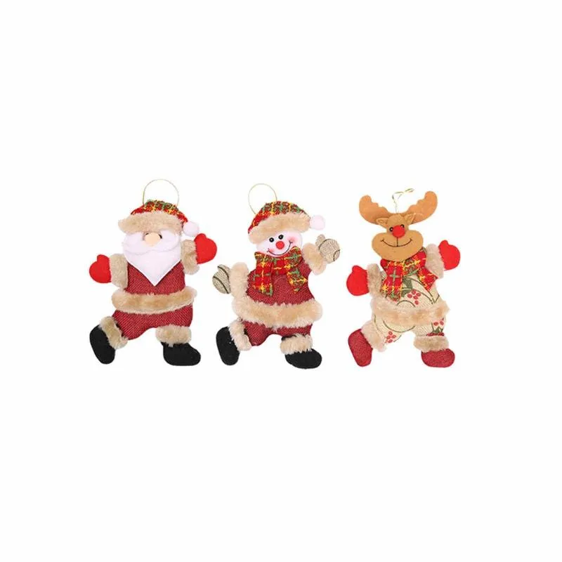 Dekorativa objekt Figuriner 3PC Julprydnader Presenter Santa Claus Snögubbe Toy Figurine Tree Hänge 2021 Heminredningar