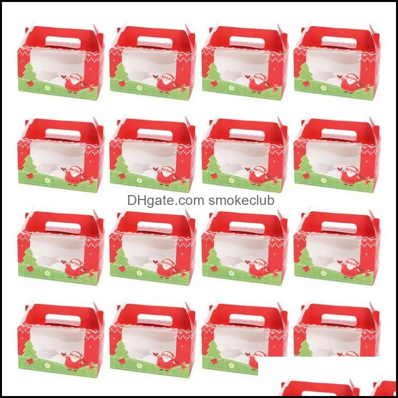 Cadeau cadeau événement fête fournitures fête maison jardin 20pcs boîtes de Noël cupcake papier d'emballage avec fenêtre transparente livraison directe 2021
