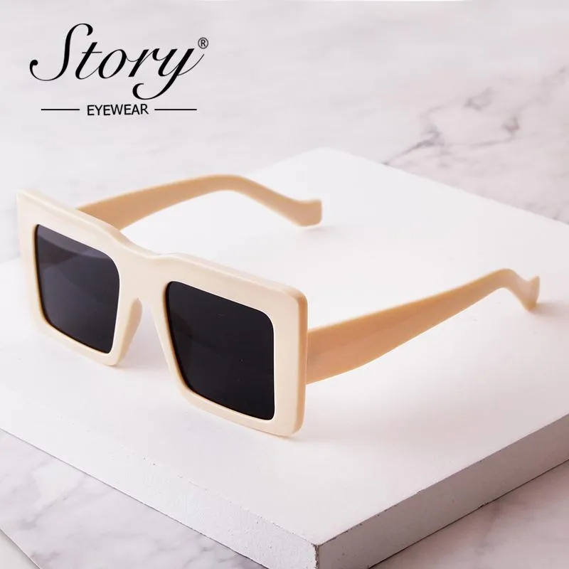 Gafas de sol STORY Vintage Beige cuadradas para mujer 2021 diseñador de marca Retro leopardo montura grande gafas de sol para mujer S77182H
