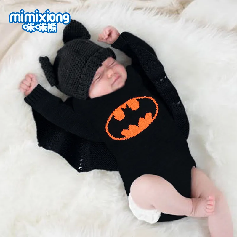 Chemise Batman pour garçons et filles, couleur unie, tricotée, manches longues, kaki, vêtements pour enfants, Halloween, vente en gros d'usine, automne et hiver