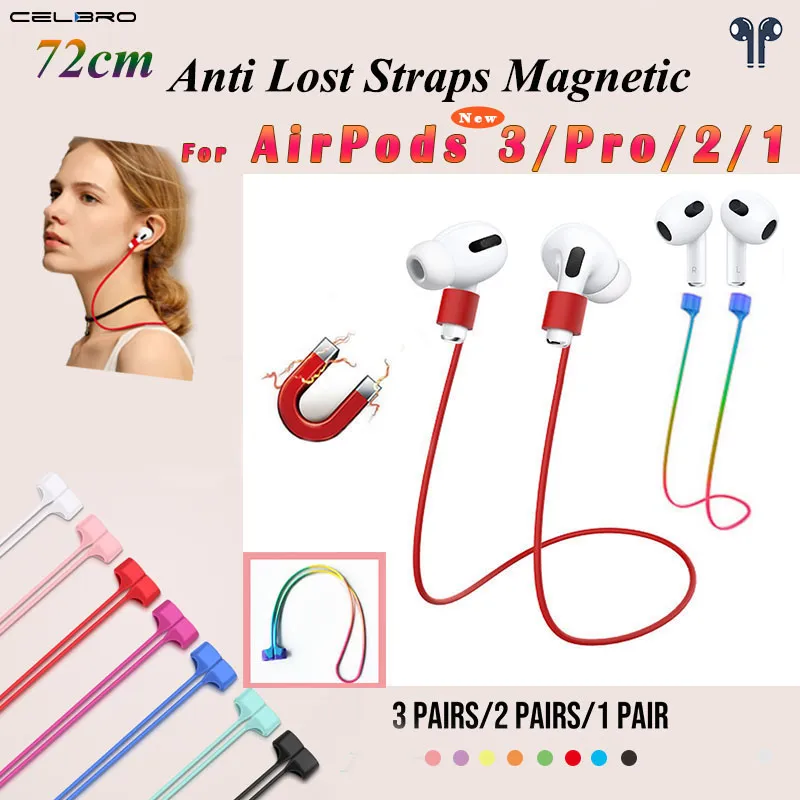 2pcs For Airpods Strap For Apple AirPods Pro 3 2 1 Straps Magnetic Silicone Rope Holder For Xiaomi Huawei Tws Earphone Accessory Case