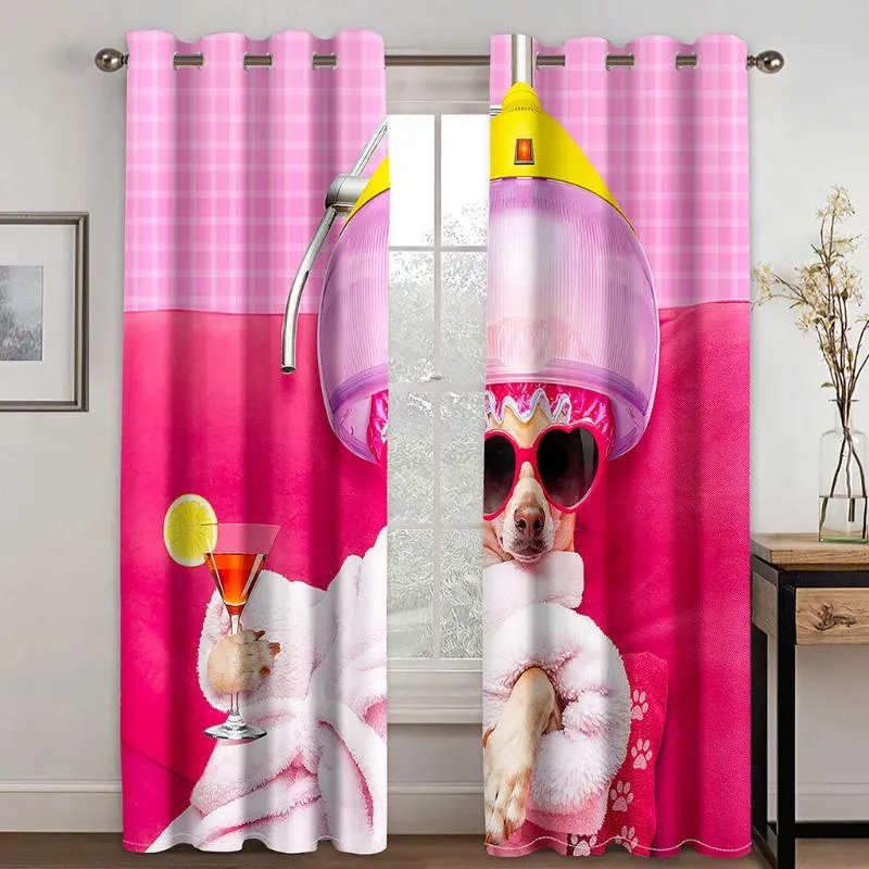 Rideaux Rideaux 3D Mignon Mode Chien Vache Animal Motif Blackout Kit, Convient Aux Rideaux De La Maison Dans Le Salon Et La Chambre Des Enfants