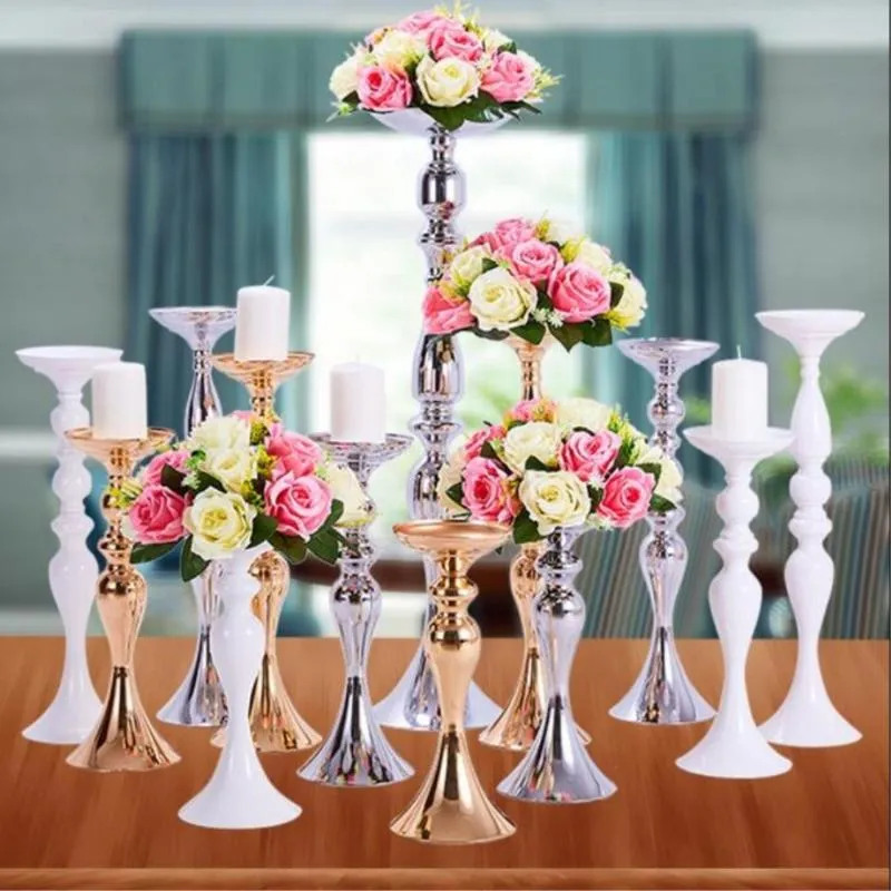 Ljushållare Metal Candlestick Flower Vase Table Centerpiece Event Rack Road Bly Bröllopsinredning