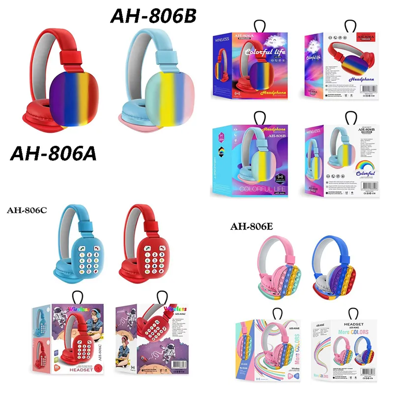 AH-806 806A 806B 806C 806E Słuchawki Nowa Cute Cartoon Rainbow Słuchawki Gaming Bubble Bluetooth Stereo Słuchawki