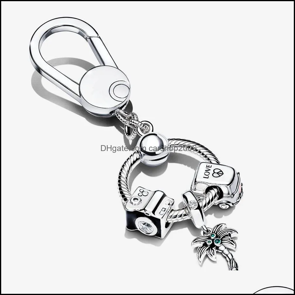 Key Rings Jewelry 100% 925 Sterling Sier Moments Small Bag Charm Holder Gift Set Fit Original European Charms Dangle Pendant Fashion Women W