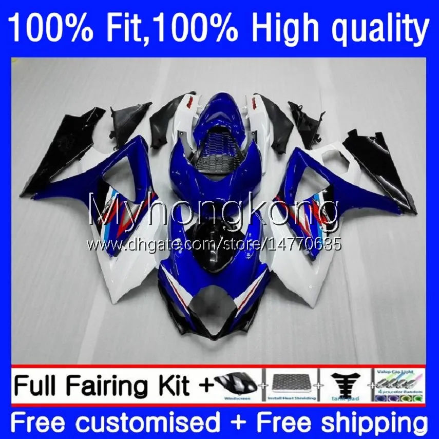 Injection Mold Fairings For SUZUKI GSXR 1000 CC 1000CC 2007-2008 Bodys 27No.0 GSX-R1000 GSXR1000 K7 07 08 GSXR-1000 GSXR1000CC 2007 2008 OEM Bodywork Factory Blue