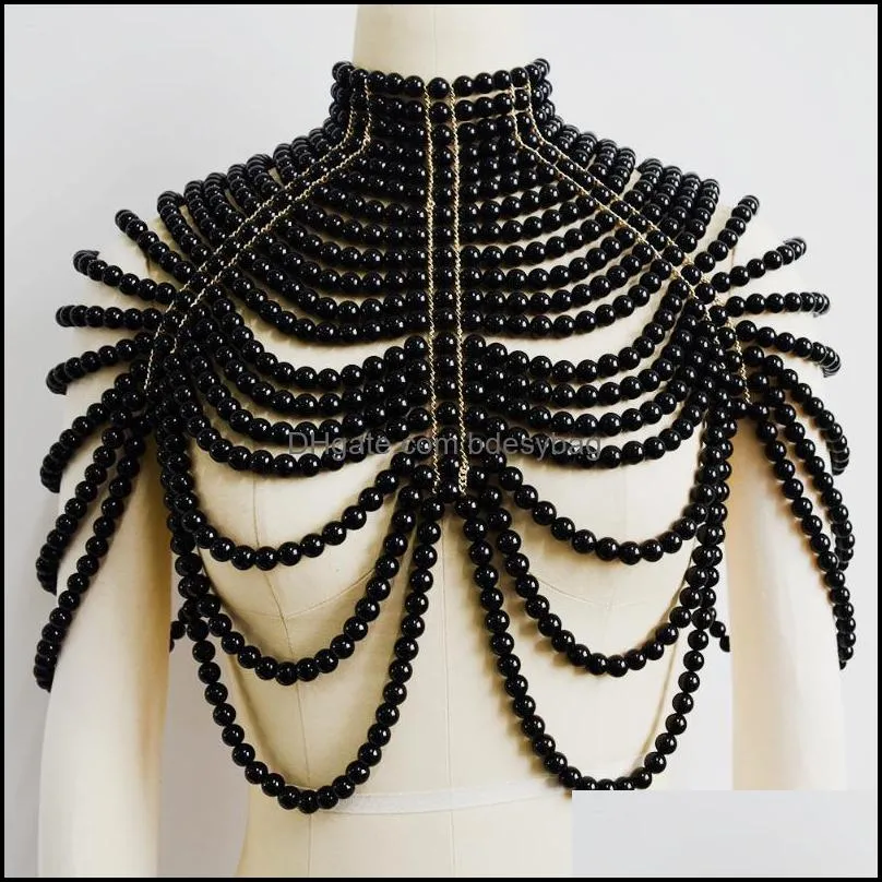 Pendant Necklaces Dvacaman Beautiful And Unique Big Simulated Pearl Body Chain Bra Shawl Fashion Shoulder For Women Wedding Hand