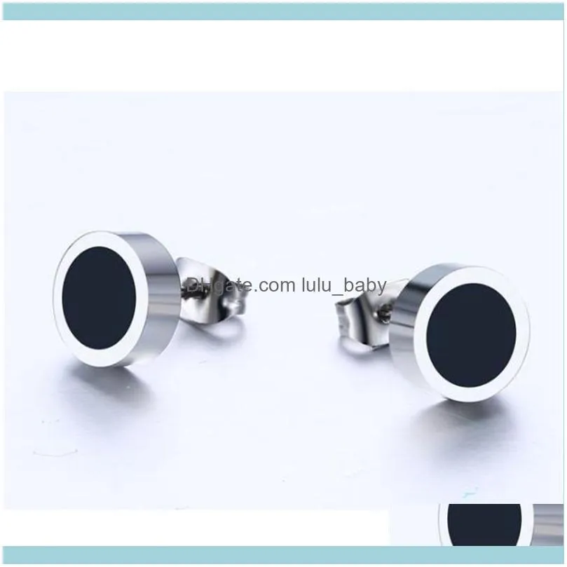 Stainless Steel Enamel Earrings For Men High Polished 4colors Circular Fashion Jewelry Boyfriend Simple Gift Hoop & Huggie
