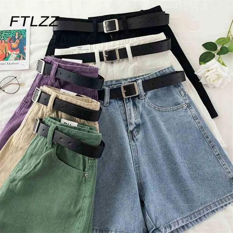 Women Streetwear Biker Shorts Summer High Waisted Casual Denim Pants Woman Fashion Candy Jeans 210525