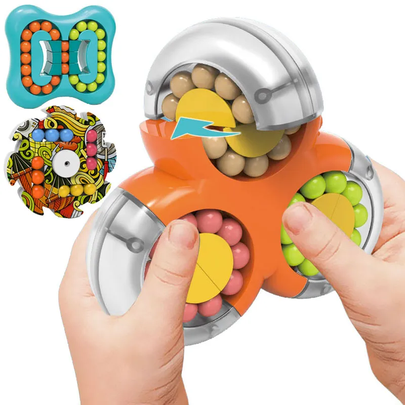 Roterande magiska bönor kub fingertopp fidget leksaker barn vuxna stress relief spin bead pussel barn utbildning intelligens spel