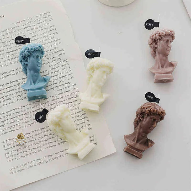 1pcs David Head Sculpture Soy Wax Aroma Candles Aroma Relax Birthday Gift Wedding Decoration Scented Candles 9 Colors 6.5*3.5cm