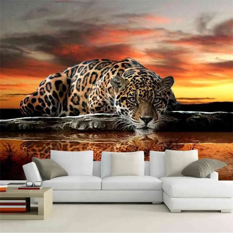 Custom Po Wallpaper 3D Stereoscopic Animal Leopard Mural Wallpaper Living Room Bedroom Sofa Backdrop Wall Murals Wallpaper 210722