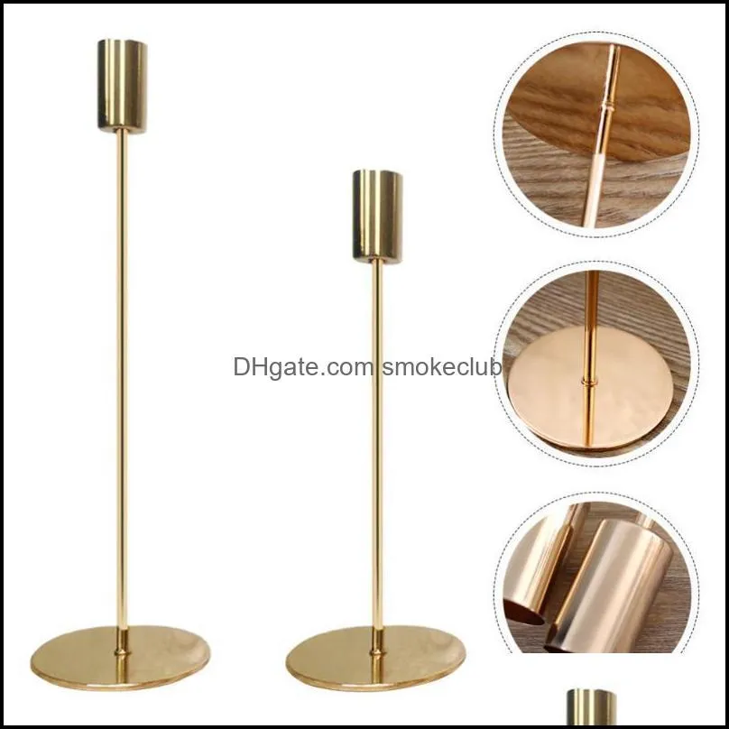 D￩cor Home Garden Portavelas 2 piezas Candelabro de metal simple Adorno Luz Decoración de arte del hierro de lujo (dorado) Entrega directa 2021 Vmq0F