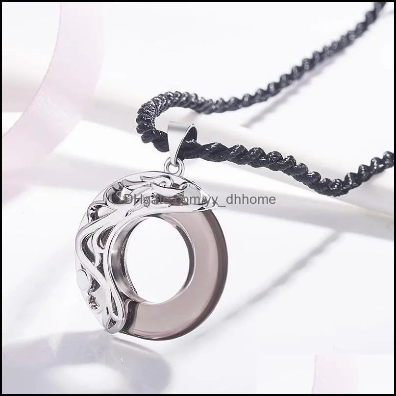 Pendant Necklaces Korean Version Of The Natural Obsidian Necklace Male Retro Hipster Student Simple Fashion Jewelry