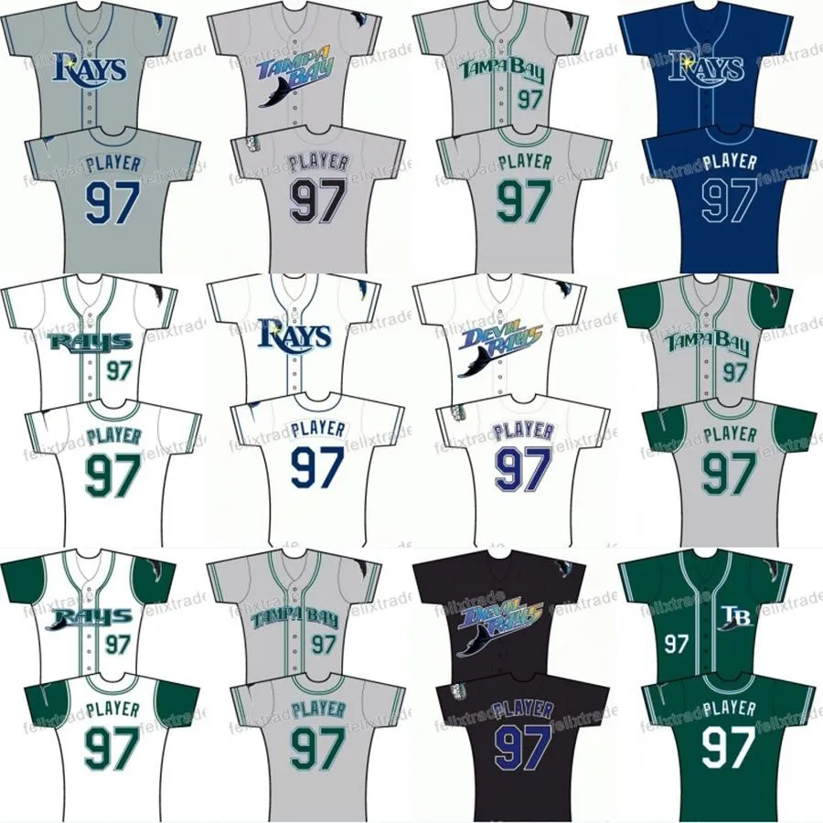 5 Wander Franco Tampa Bay 1998 Retro Rays Koszulki Randy Arozaren Wade Boggs Austin Meadows Brandon Lowe Yandy Diaz Isaac Paredes Manuel Margot Jose Canseco