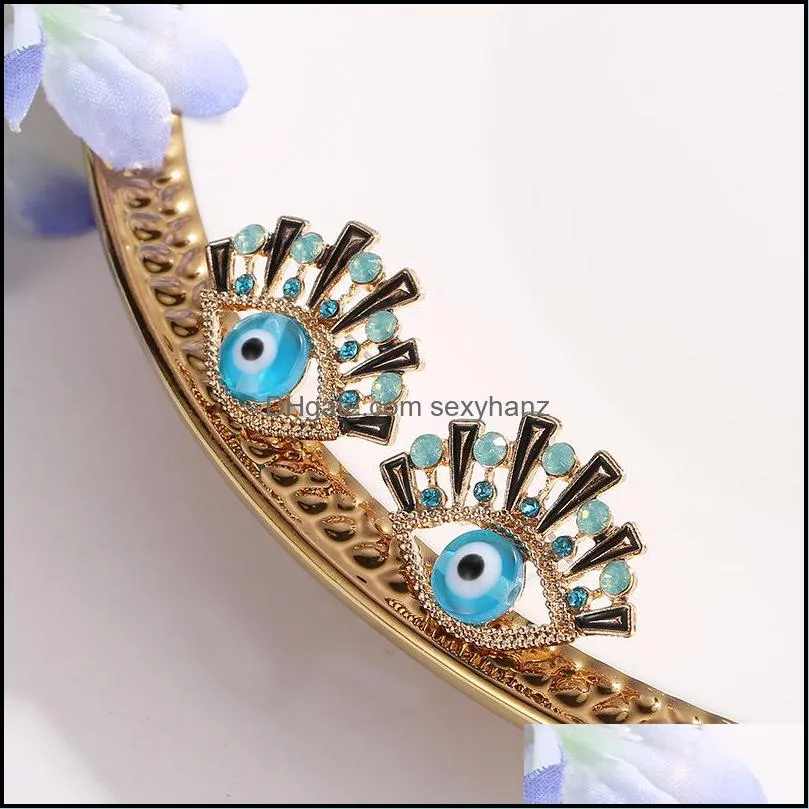 Hot Fashion Jewelry Blue Eye Earrings Rhinstone Eyes Stud Earrings S809