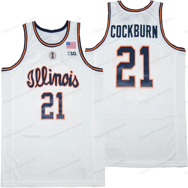 Kofi Burn Illinois Fighting Illini College Basketball Jersey Men's All Ed White Top Quality Size S-XXXL