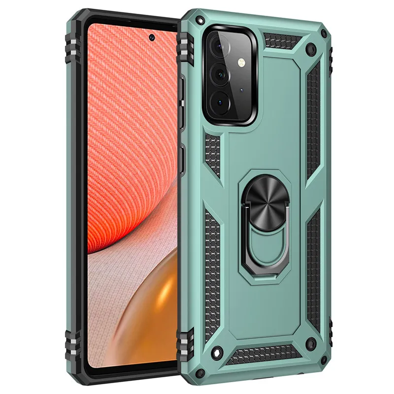 Magnetic Ring Cases For Samsung A72 4G 5G Military Grade Hybrid Hard PC Soft TPU Shockproof Protective Cover
