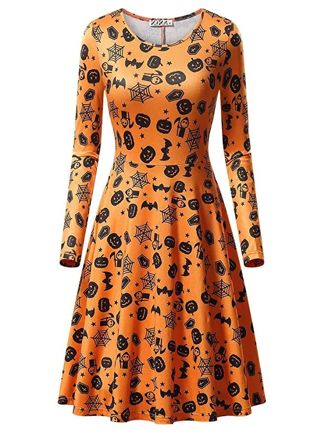 knee length dresses for ladies Mila & Rose Pumpkin Patch Ruffle Twirl Dress, 5/6 main image 0