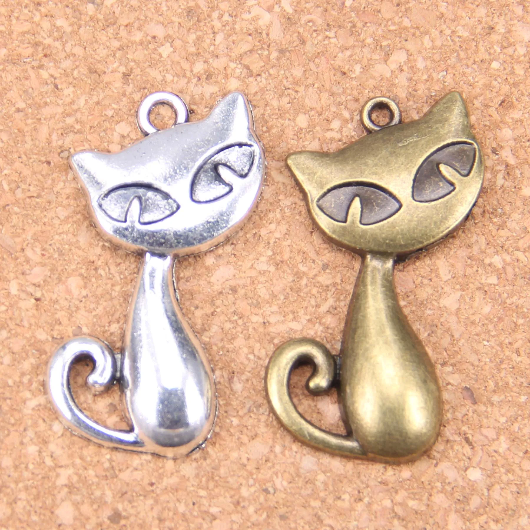 32 pièces Antique argent plaqué Bronze plaqué chat renard pendentif à breloques collier à faire soi-même Bracelet résultats de Bracelet 39*32mm