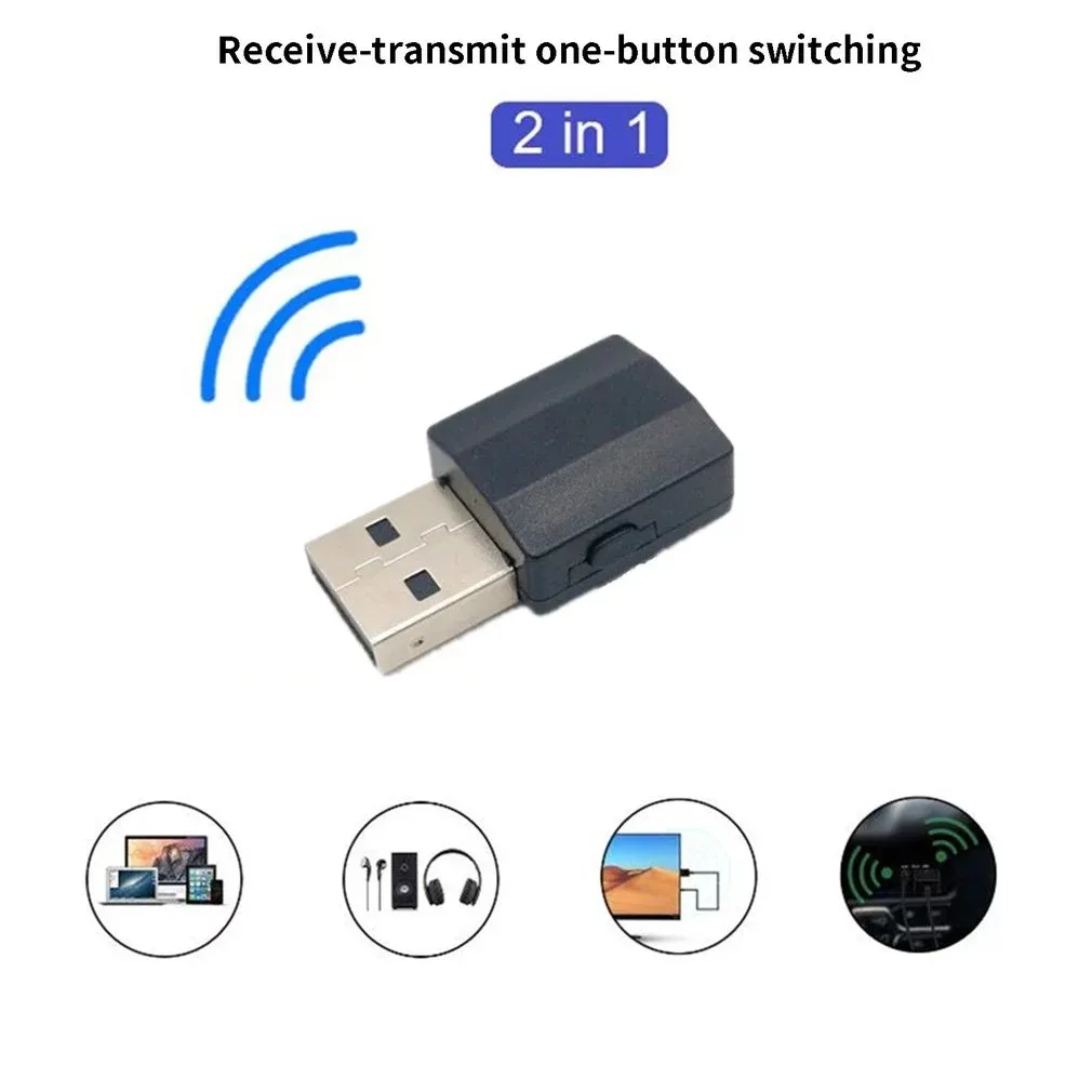 2 in 1 Bluetooth Audio-ontvanger Zender Draadloze Adapter Mini 3.5mm AUX Stereo Bluetooth-zender voor TV PC Auto Dubbel