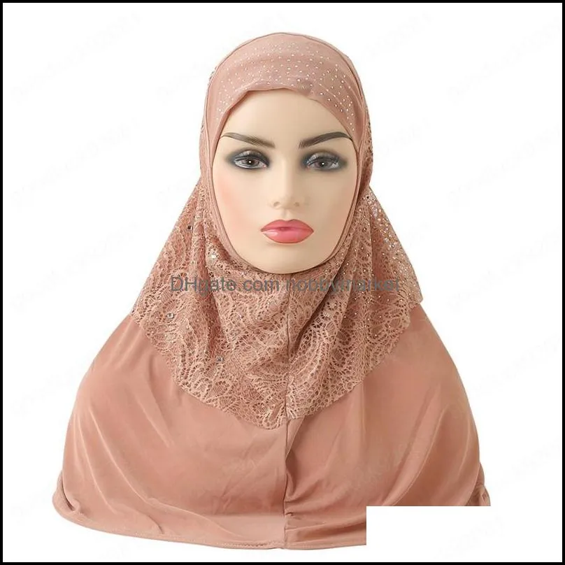 Adults or Big Girls Medium Size 70*60cm Pray Hijab Muslim Women Hijab Scarf Islamic Headscarf Hat Amira Pull On Headwrap Fashion