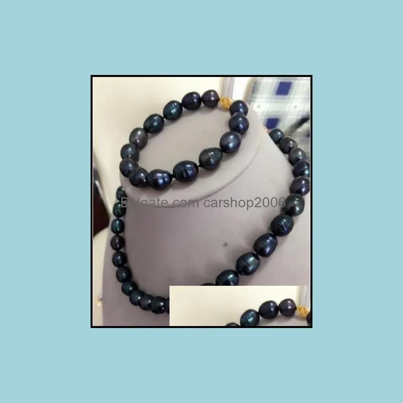 Beaded Necklaces & Pendants Jewelry Stunning 12-1M Tahitian Black Green Pearl Necklace 18 Inch 14K Gold Clasp Bracelet 7.5-8 Drop Delivery 2
