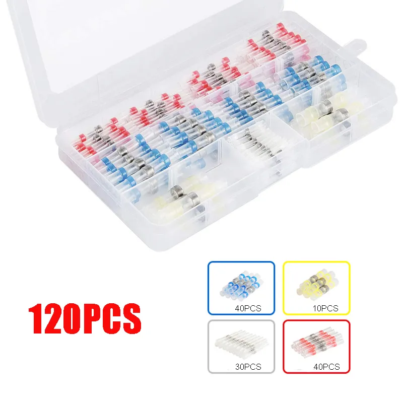 120Pcs set Solder Seal Wire Connectors Heat Shrink Butt Connector Waterproof and Insulated Electrical Wire Terminals Butt Splice 277H