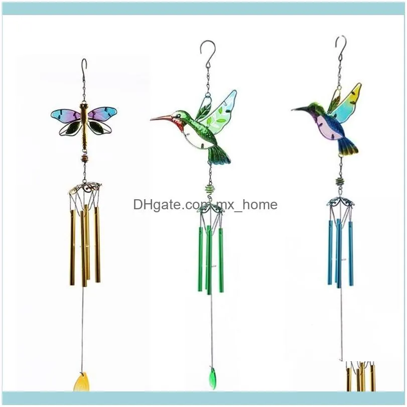 Patio, Lawn Home & Gardenmetal Painted Bird Dragonfly Multi Tubes Wind Chimes For Outside Decoration Tuned Elegant Decor Soothing Melodic Ga
