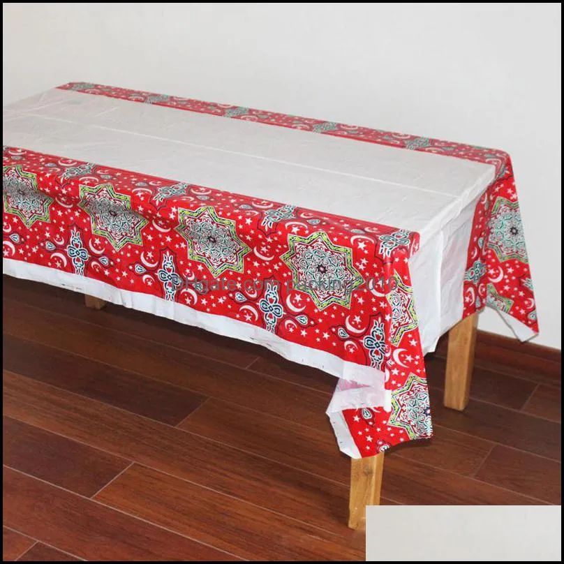 Plastic Ramadan Table Cover EID Mubarak Decoration Tablecloth for Muslim Islamic Party Tableware 5 Styles for Choosea25