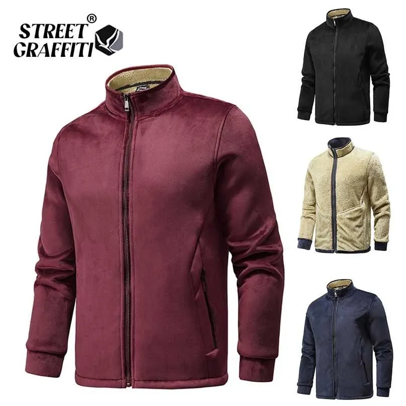 Automne Hommes Vestes Chaud Polaire Manteau Laine D'agneau Vente Vêtements Vestes Mode Hiver Casual Lâche Taille 8XL Veste 211110