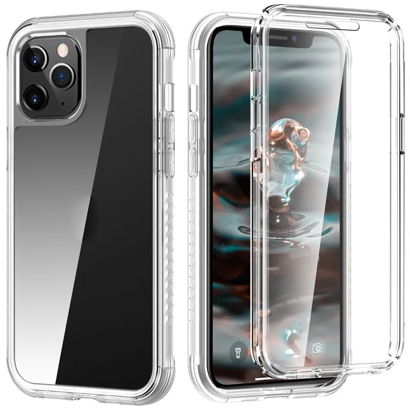 För iPhone 12 Case Clear 360 Full Body Cell Phone Fodral Dual Layer Skyddskåpa Inbyggd skärm Kompatibel med Samsung S21 Ultra