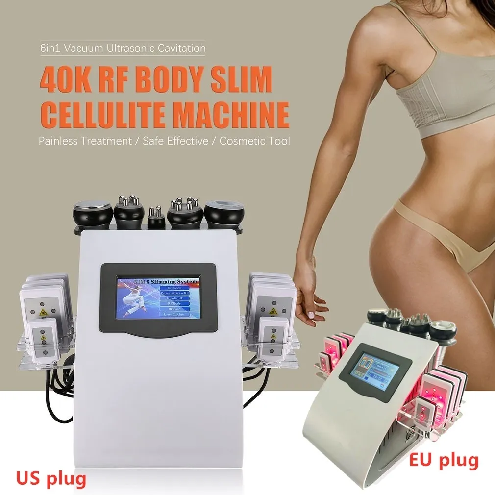 Máquina de emagrecimento 6in1 Ultrasonic 40K RF Corpo Slim Cellulite Tratamento Dores Importado Ferramenta Cosmética Segura