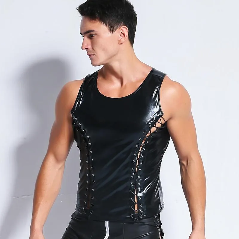 BEADED VEST WITH BRA TOP AND PLEATHER PANTS - The Costume Closet