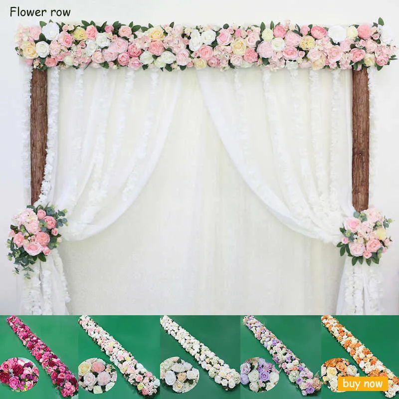 JAROWN Artificial Rose Flower Row Small Corner Flowers Simulation Silk Fake Flowers Wedding Decor Home Garland Decor Flores)