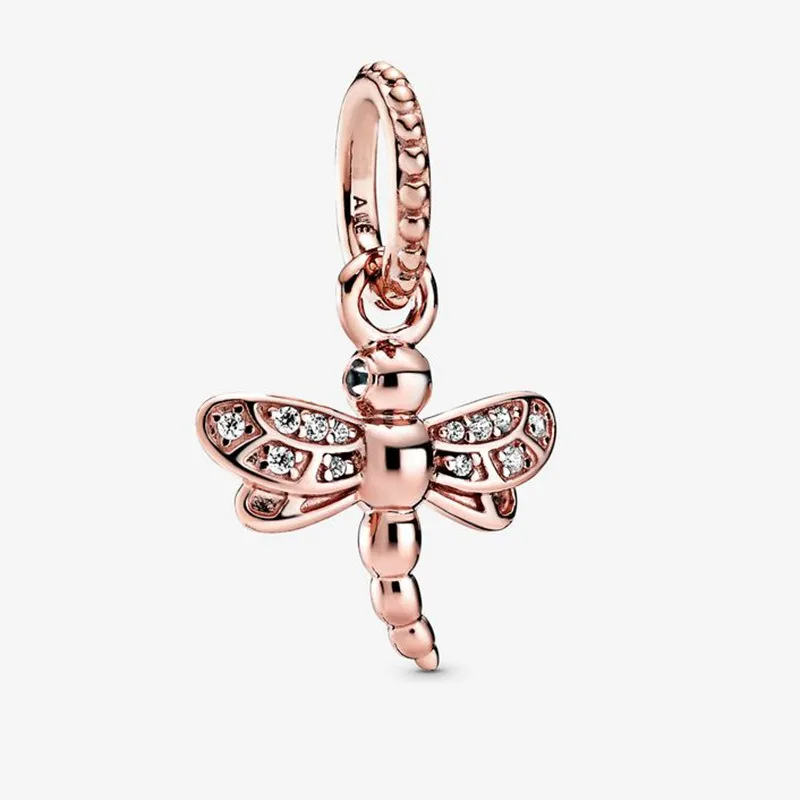 Fit Charm Bracelet Europe Silver Charmes perles Crystal Five Petals Fleur Feuilles Dragonfly Sangle Diy pour femmes Collier de bracelet Sendents2967252