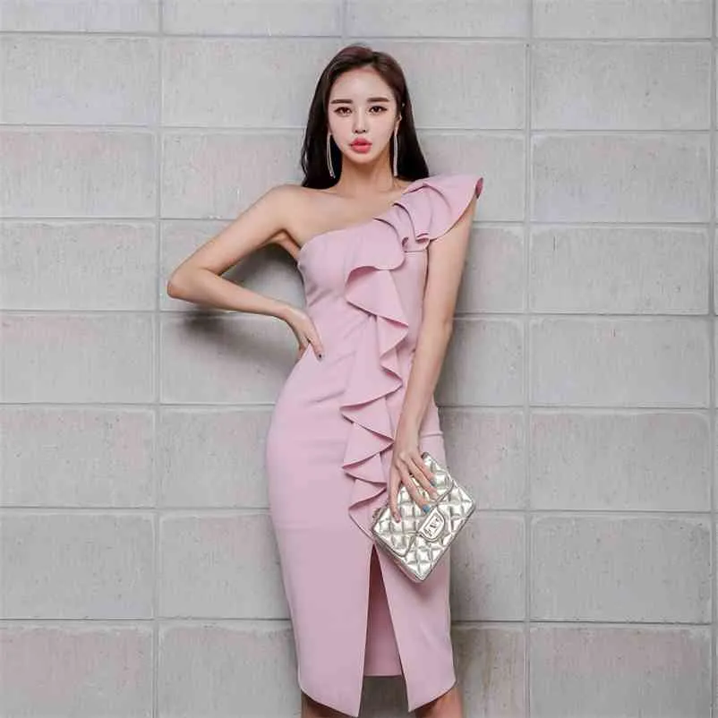 The Han Edition Dress Sexy Naked Shoulder Slope Falbala Spot Before The ...