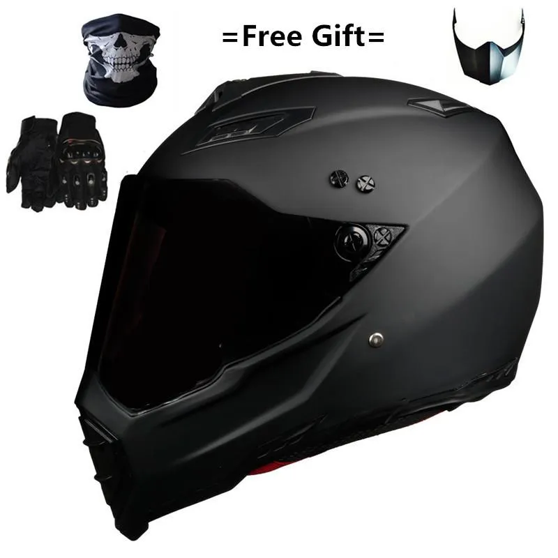 Casques de moto Mate Black Dual Sport Off Road Casque Dirt Bike ATV D.O.T Certifié (M, Bleu) Full Face Casco Pour Moto