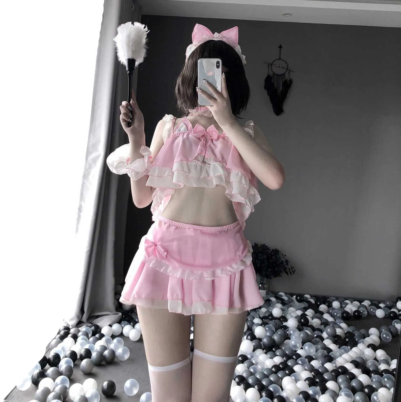 Roupa de menina da escola lingerie sexy de menina escolar Kawaii Anime  Cosplay lingerie Naughty uniforme japonês meias (roxo, grande) 