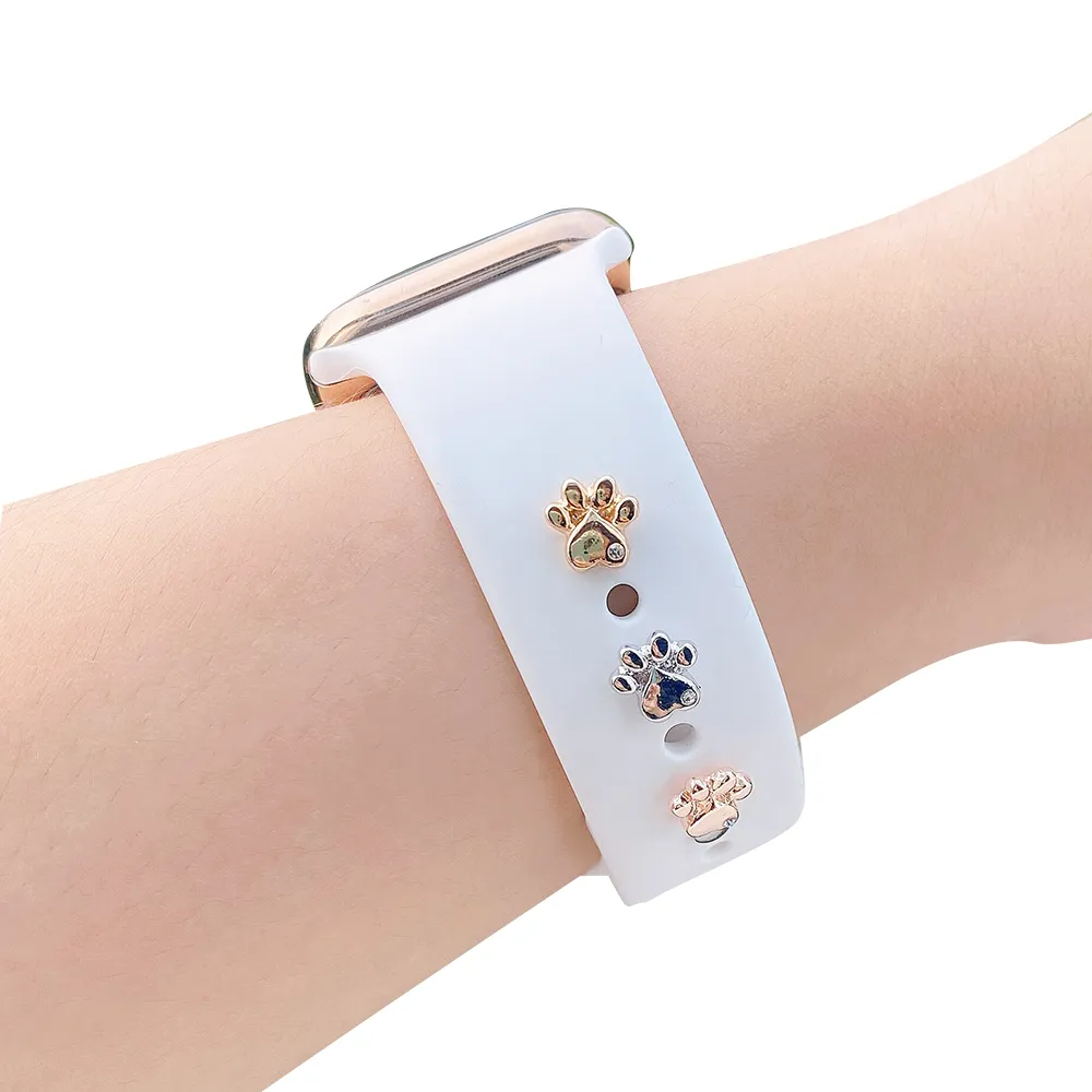 Decorative Charms For Apple Watch Band Silicone Bracelet Metal Paw Decorative Nails for iwatch Sport Strap Accessories