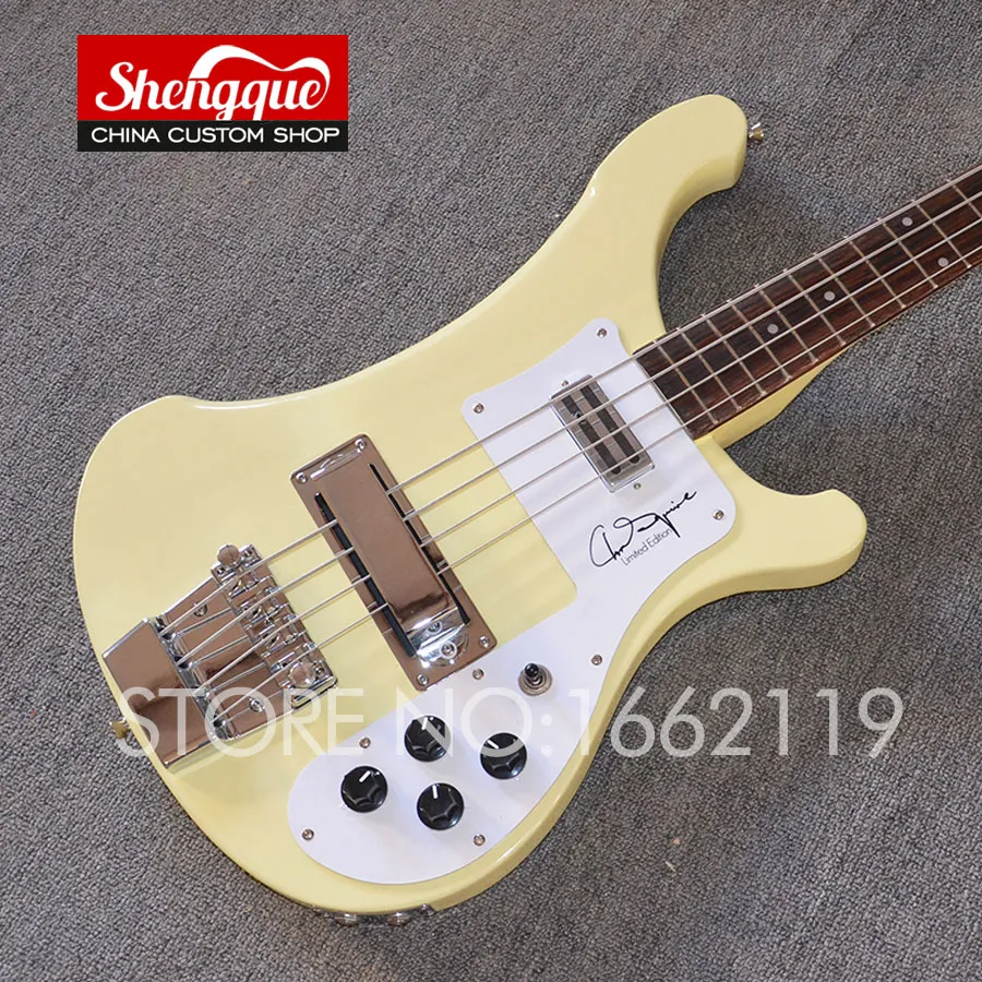 Promozione! 4 corde 4003 Chris Squire Signature Cream Basso elettrico collo passante corpo, tastiera in palissandro Dot Inlay