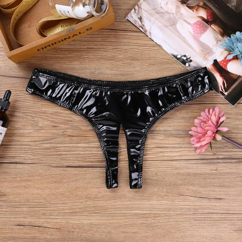 Womens Panties Adults Sexy Underwear Women Erotic Pussy Hole Lingerie Black  Patent Leather Open Crotch Mini Latex Briefs Por274M From 19,65 €