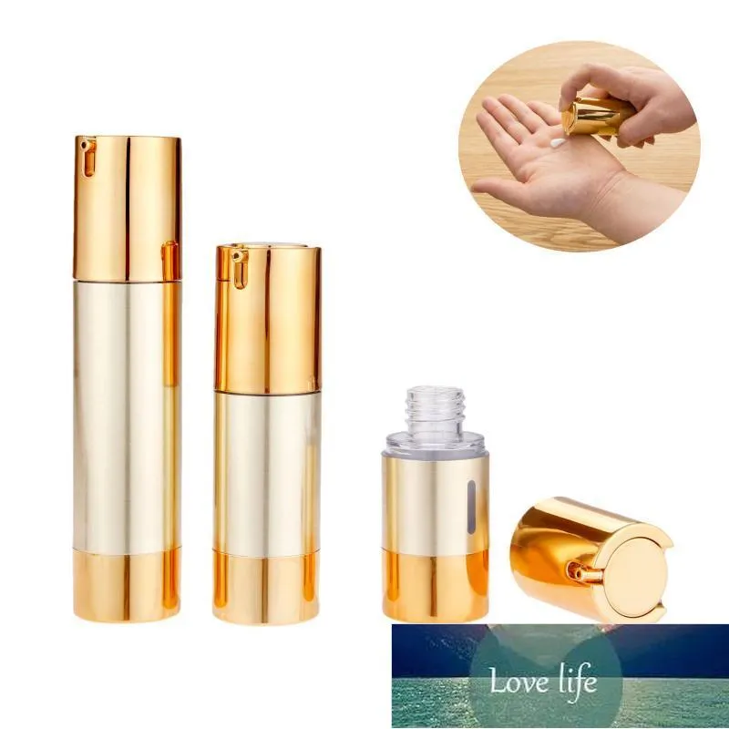1pc 15mL/30mL/50mL Empty Airless Pump Bottles Mini Portable Vacuum Cosmetic Lotion Treatment Travel Bottle Luxury Gold Factory price expert design Quality Latest
