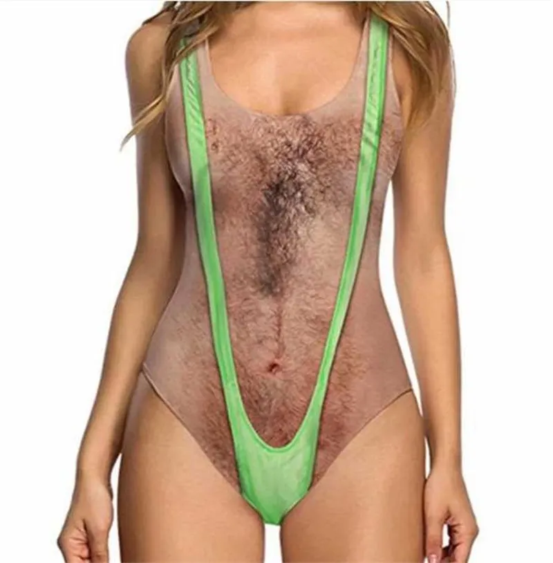 2020 Funny Printed Dad Bod One Piece Swimsuit For Women Sexy